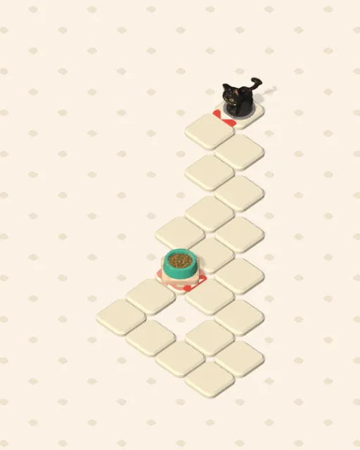 Black Cat garden 1, The Far Side, as the game gives it to you — the stones and the cats before any route is drawn