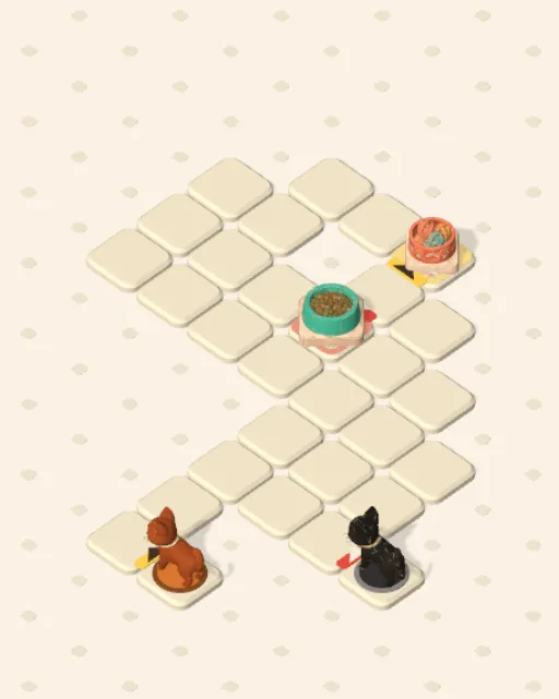 Black Cat garden 4, Keep Them Apart before it is solved — the stones, the cats on their mats and the things they are heading for